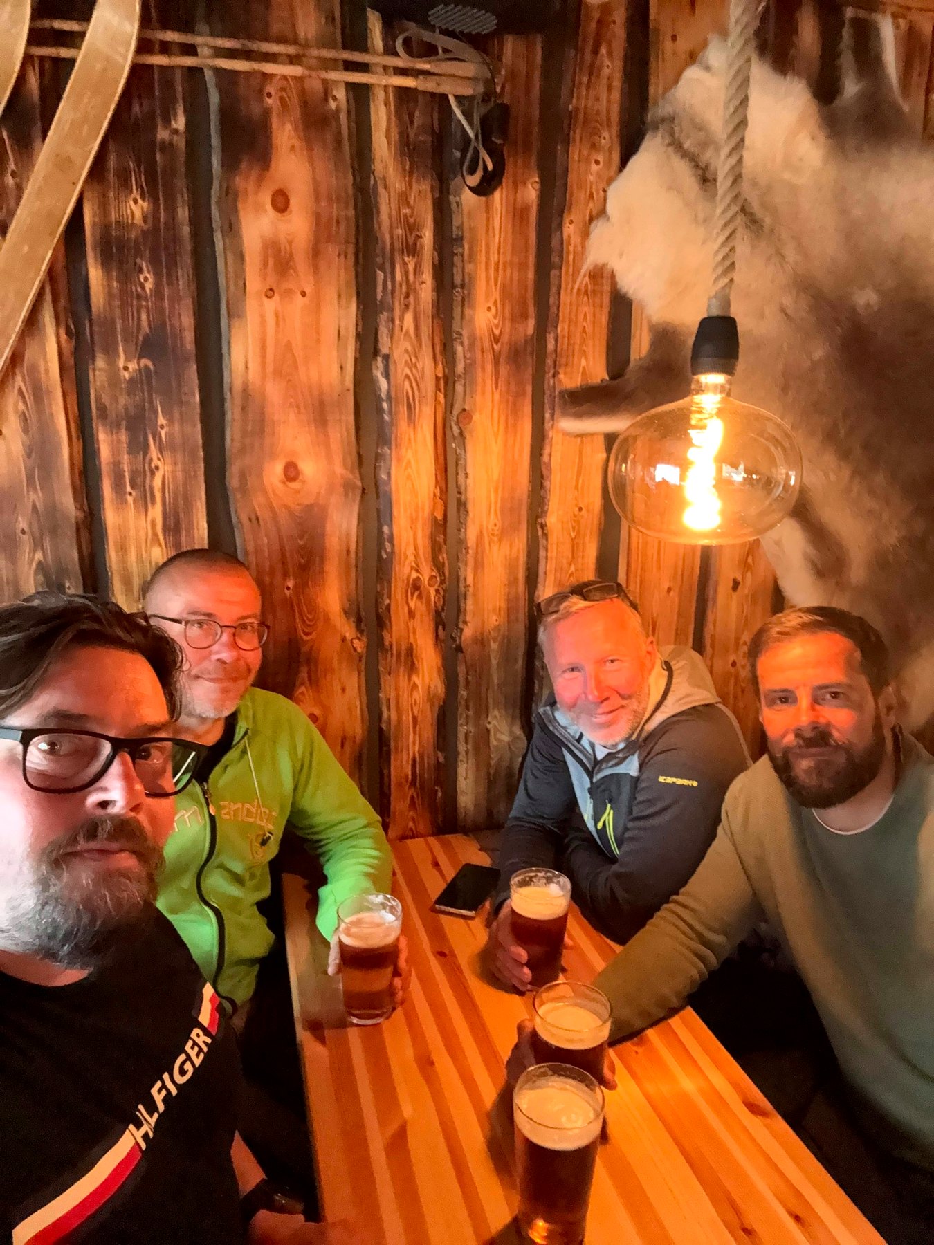 Evening at the cabin with the crew after a day on the water
